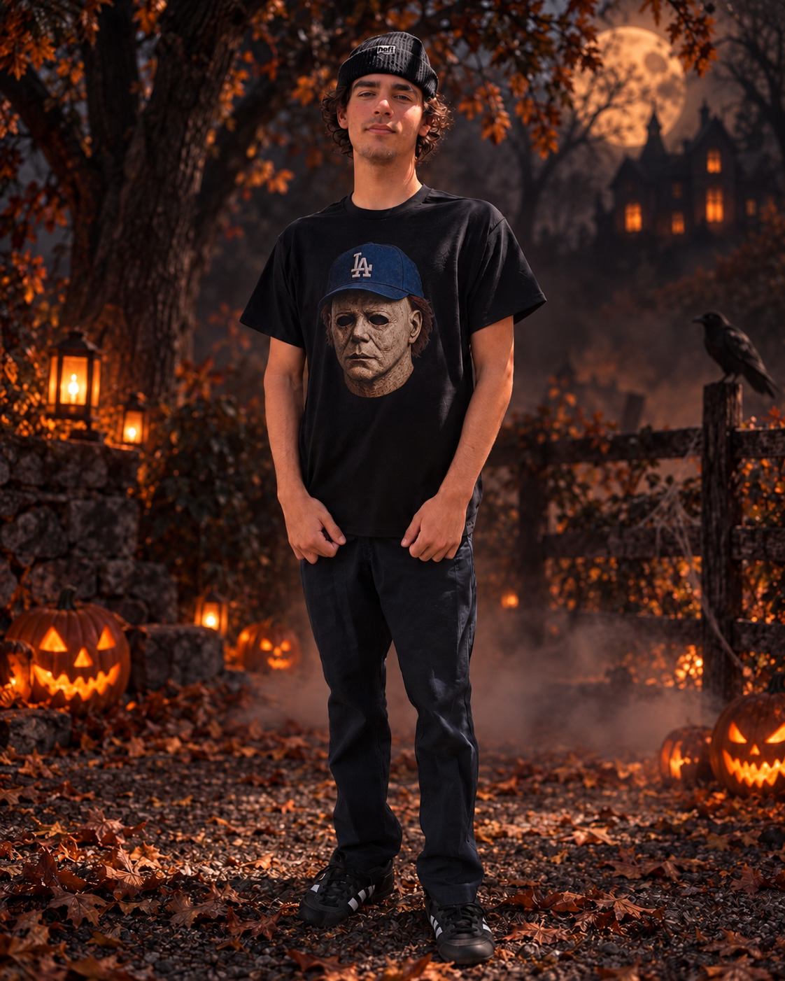 Michael Meyers LA Hat Halloween T-Shirt