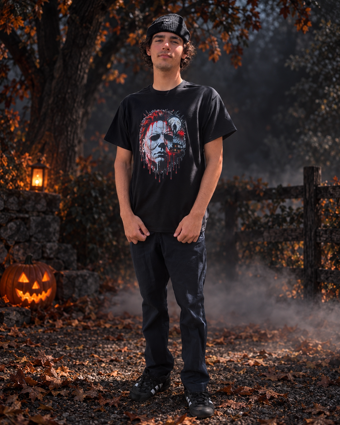 Halloween Horror Graphic T-Shirt - black short sleeve