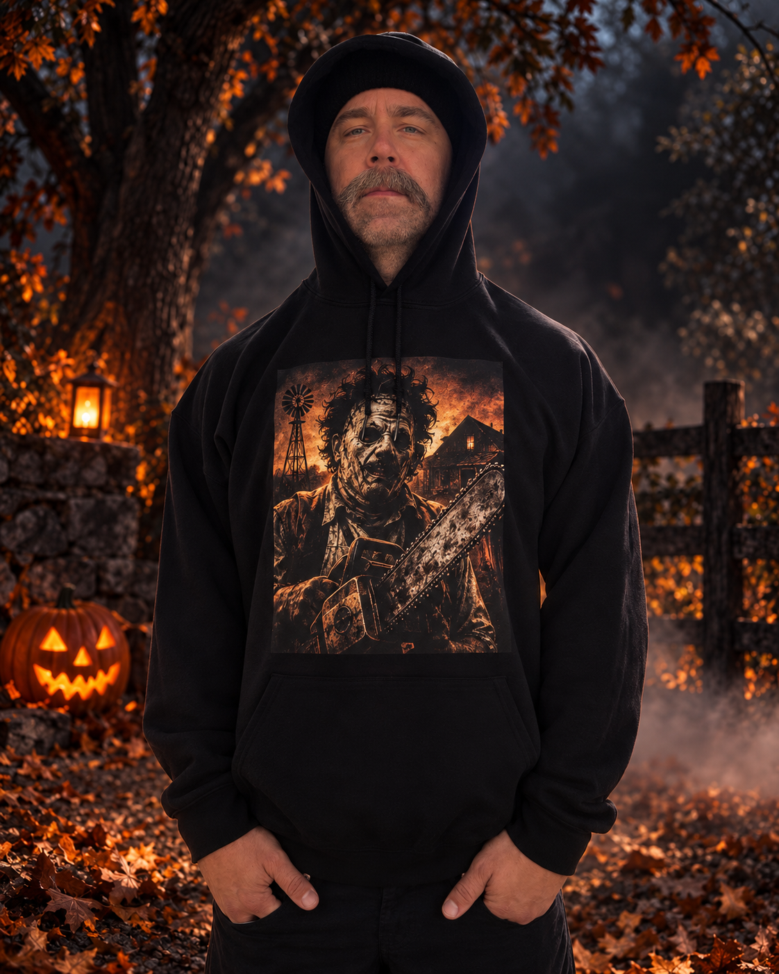 Leatherface Horror Halloween Hoodie Black Pullover