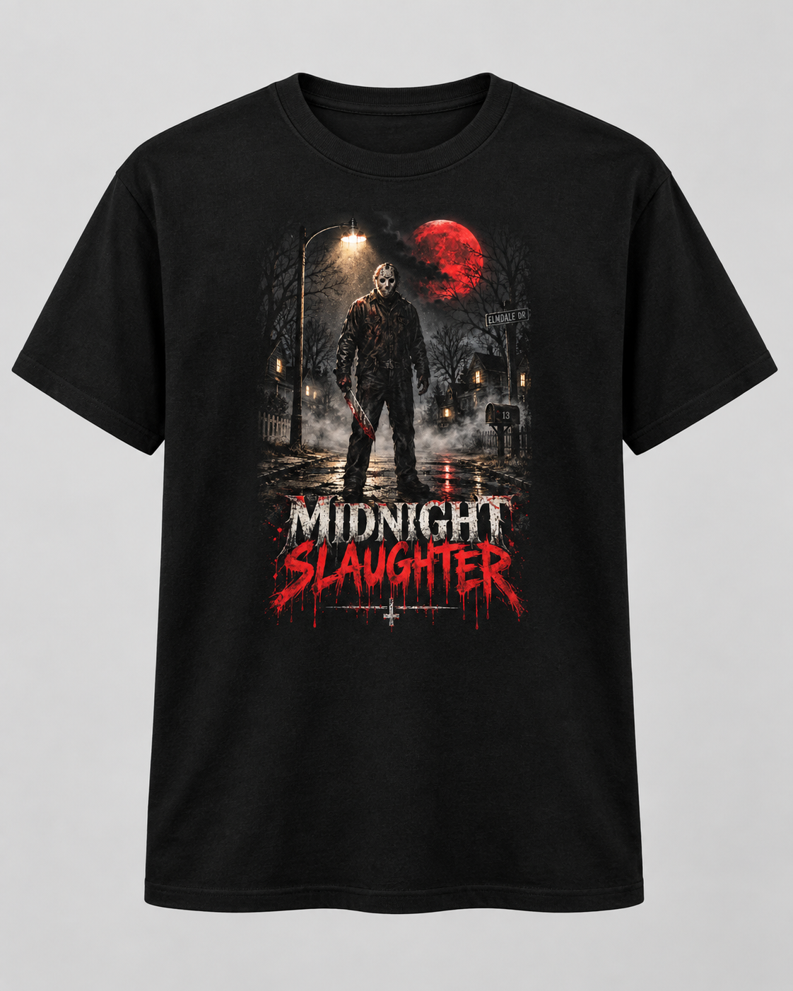 Midnight Slaughter Horror T-Shirt Scary Halloween Graphic Tee